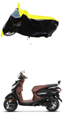 VESMEI Two Wheeler Cover for Hero(Pleasure Plus, Yellow, Black)