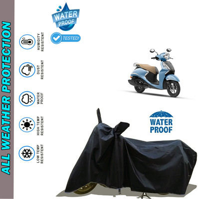 AutoGalaxy Waterproof Two Wheeler Cover for Yamaha(Fascino 125 BS6, Black)