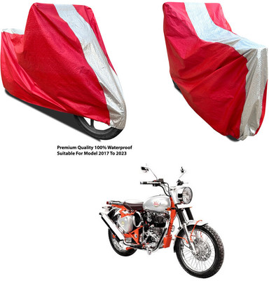 AutoGalaxy Waterproof Two Wheeler Cover for Royal Enfield(Bullet Trials 500, Silver, Red)