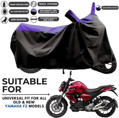 MADAFIYA Two Wheeler Cover for Yamaha(FZS-FI BS6, Black, Purple)