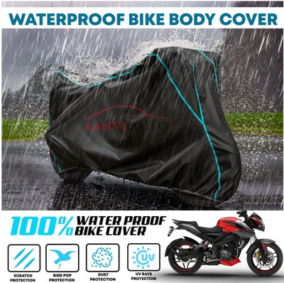 Aanvi Auto Waterproof Two Wheeler Cover for Bajaj(Pulsar NS 200, Black, Blue)
