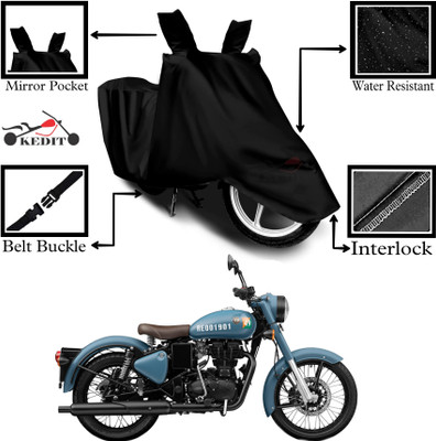 KEDIT Two Wheeler Cover for Royal Enfield(Classic 350 Signals, Black)