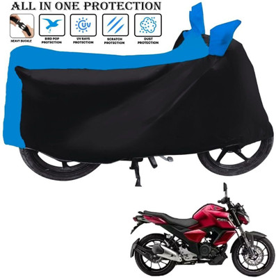OliverX Waterproof Two Wheeler Cover for Yamaha(FZS-FI V3 BS6, Black, Blue)