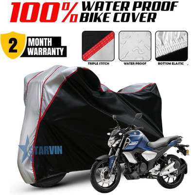 Starvin Waterproof Two Wheeler Cover for Yamaha(FZ, Black, Silver)