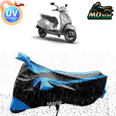 Mdstar Waterproof Two Wheeler Cover for Techo Electra(Activa 5G, Blue, Black)