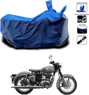 SEBONGO Waterproof Two Wheeler Cover for Royal Enfield(Bullet 350, Blue)