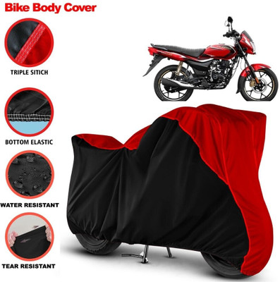 Grizzly Two Wheeler Cover for Bajaj(Platina 110, Black, Red)