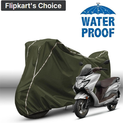 xodi Waterproof Two Wheeler Cover for Suzuki(Burgman Street, Green, White)