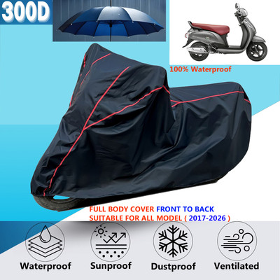 AutoGalaxy Waterproof Two Wheeler Cover for Suzuki(Access SE, Black, Red)