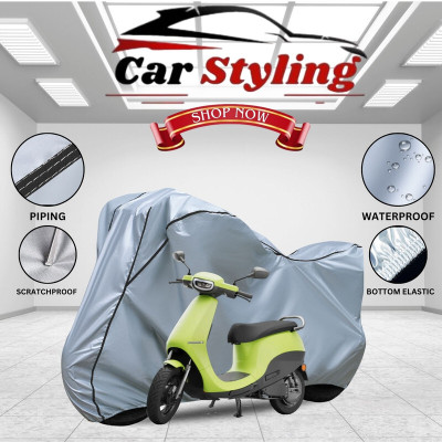 Car Styling Waterproof Two Wheeler Cover for Ola(Silver, Black)