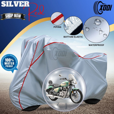 xodi Waterproof Two Wheeler Cover for Royal Enfield(Meteor BS6, Silver, Red)
