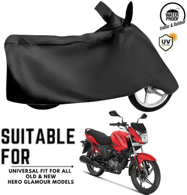 MADAFIYA Waterproof Two Wheeler Cover for Hero(Glamour BS6, Black)