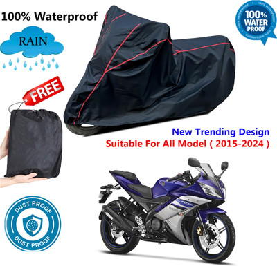 OliverX Waterproof Two Wheeler Cover for Yamaha(YZF-R15 V2, Black, Red)