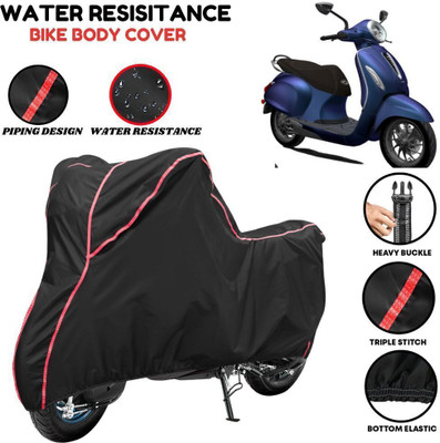 VOICO Waterproof Two Wheeler Cover for Bajaj(Chetak, Black, Red)