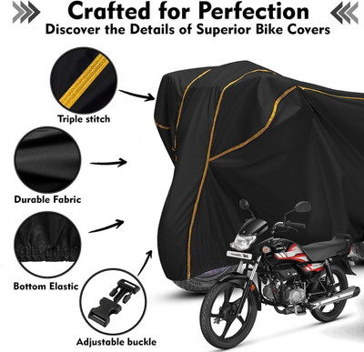Shiv Kanha Waterproof Two Wheeler Cover for Hero(HF Deluxe, Black, Yellow)
