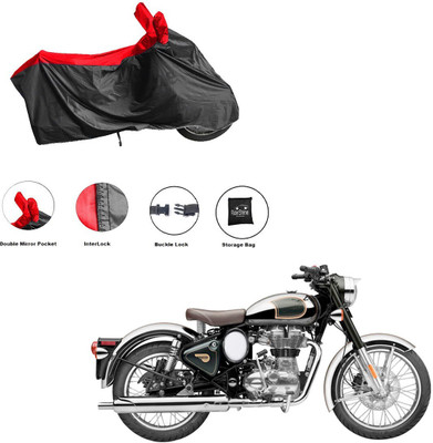 RiderShine Two Wheeler Cover for Royal Enfield(Classic Chrome, Black, Red)