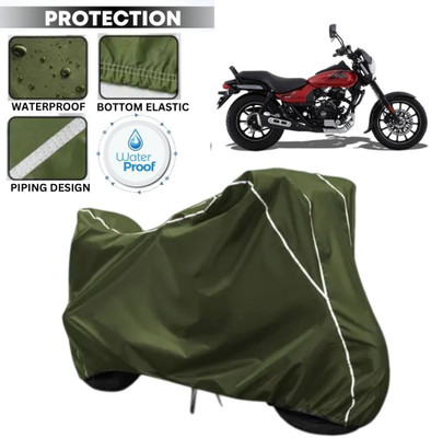 kerwa Waterproof Two Wheeler Cover for Bajaj(Avenger Street 160, Green, White)