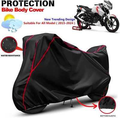 AutoGalaxy Waterproof Two Wheeler Cover for TVS(Apache RTR 180, Black, Red)
