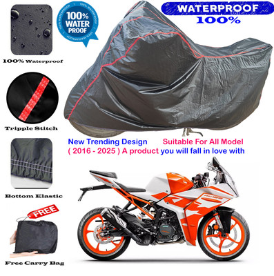 OliverX Waterproof Two Wheeler Cover for KTM(RC 125 BS6, Black, Red)