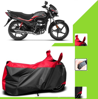 WMIZEXA Two Wheeler Cover for Hero(MotoCorp Passion Pro, Black, Red)