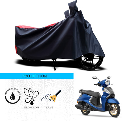 ANTHUB Waterproof Two Wheeler Cover for Yamaha(Fascino 125 FI, Black, Red)