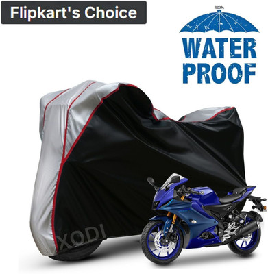 xodi Waterproof Two Wheeler Cover for Yamaha(R15, Silver, Black)
