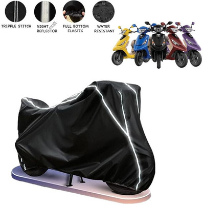 BOTAUTO Two Wheeler Cover for TVS(Pep Plus, Black, White)