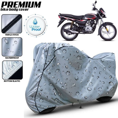 Delphinium Waterproof Two Wheeler Cover for Bajaj(Platina 100, Silver, Black)