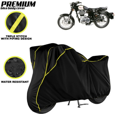 kerwa Waterproof Two Wheeler Cover for Royal Enfield(350, Black, Yellow)