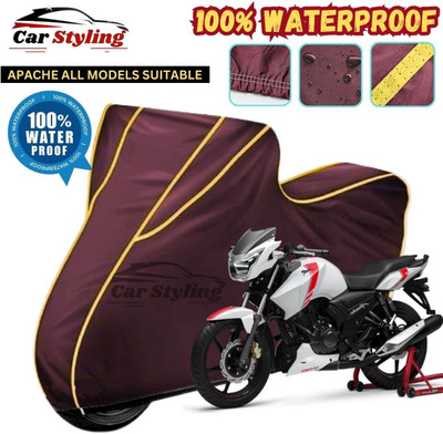 Car Styling Waterproof Two Wheeler Cover for TVS(Apache RTR 160, Maroon, Yellow)