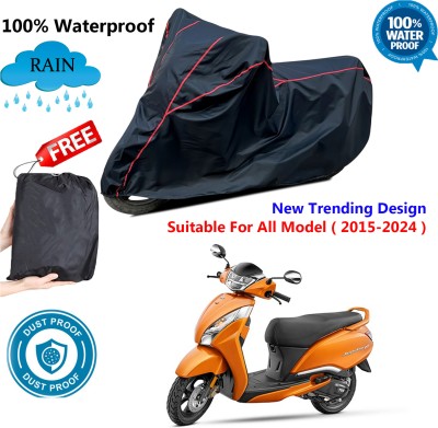 OliverX Waterproof Two Wheeler Cover for TVS(Jupiter 125, Black, Red)