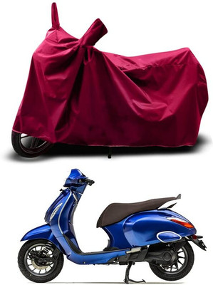KEDIT Two Wheeler Cover for Bajaj(Urbanite Chetak, Maroon)