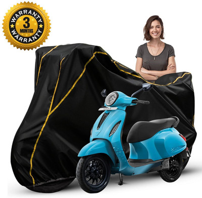 DeepShakshi AUTOMOTIVE Waterproof Two Wheeler Cover for Bajaj(Chetak, Black, Red)