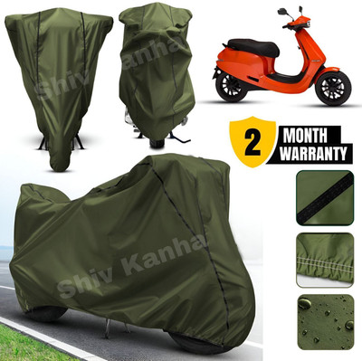 Shiv Kanha Waterproof Two Wheeler Cover for Ola(Green, Black)