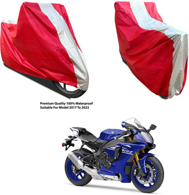 AutoGalaxy Waterproof Two Wheeler Cover for Yamaha(YZF-R1, Silver, Red)