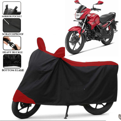 TENNYCER Waterproof Two Wheeler Cover for Hero(Glamour, Black, Red)
