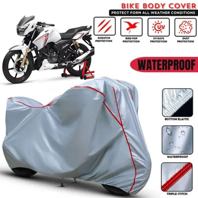 AutoGalaxy Waterproof Two Wheeler Cover for TVS(Apache RTR 160, Silver)