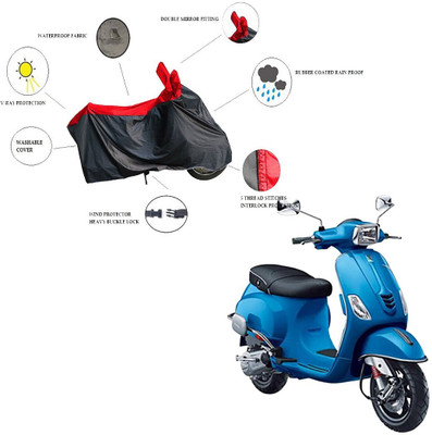 RiderShine Waterproof Two Wheeler Cover for Piaggio(Vespa SXL 125, Black, Red)