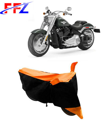 FFZ Waterproof Two Wheeler Cover for Harley Davidson(Fat Boy, Black, Orange)