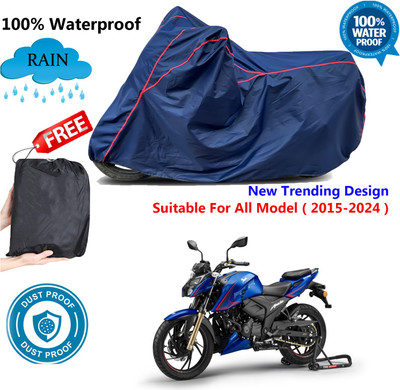AutoGalaxy Waterproof Two Wheeler Cover for TVS(Apache RTR 200, Blue, Red)