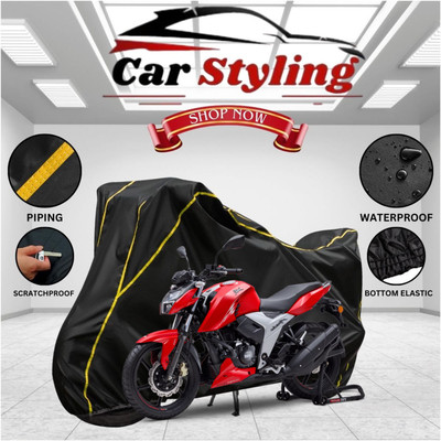 Car Styling Waterproof Two Wheeler Cover for TVS(Apache RTR 160, Black, Yellow)