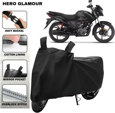 Car Styling Waterproof Two Wheeler Cover for Hero(Glamour, Black)