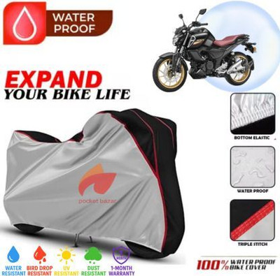 pocket bazar Waterproof Two Wheeler Cover for Yamaha(FZ-FI, Silver, Black)