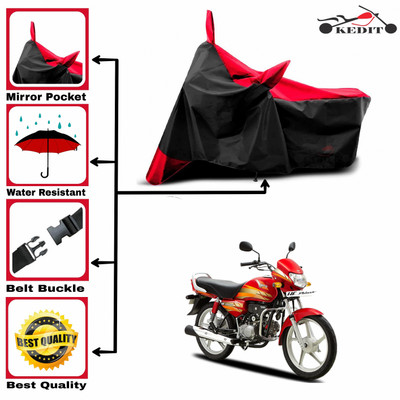 KEDIT Two Wheeler Cover for Hero(HF Deluxe Eco, Red, Black)