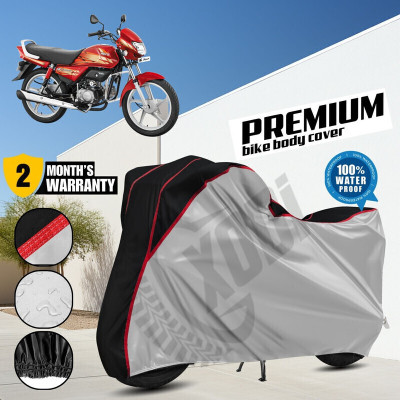 xodi Waterproof Two Wheeler Cover for Hero(HF Deluxe BS6, Silver, Black)