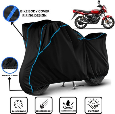 LE PRA Waterproof Two Wheeler Cover for Bajaj(Platina 110, Black, Blue)