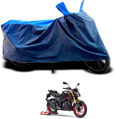 PAGORA Waterproof Two Wheeler Cover for TVS(Apache RTR 200 4V, Black, Blue)