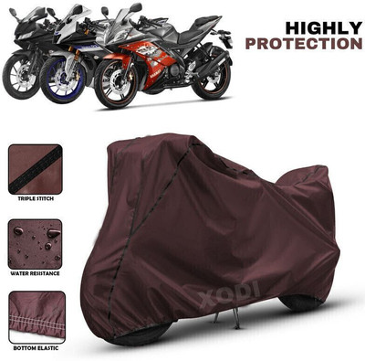 xodi Waterproof Two Wheeler Cover for Yamaha(R15, Maroon, Black)