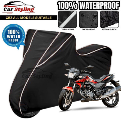 OliverX Waterproof Two Wheeler Cover for Hero(CBZ, Black, White)