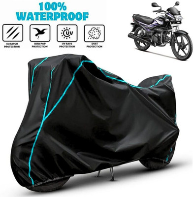favy Waterproof Two Wheeler Cover for Hero(Super Splendor, Black, Blue)